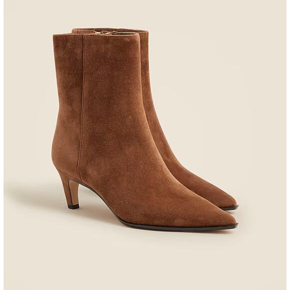 J. Crew Stevie Ankle Boots in Suede Pointed Toe Cocoa Berry Brown Size 8.5